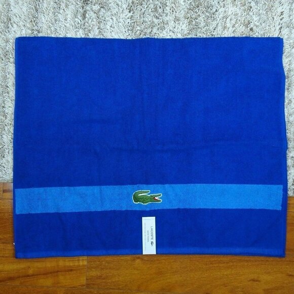 NWT Lacoste Bath Towel Big Crocodile Alligator Logo 30"x52" Blue - Picture 3 of 9